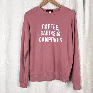 Kiel James Patrick Happy Camper sweatshirt pink pullover graphic ahtleisure S